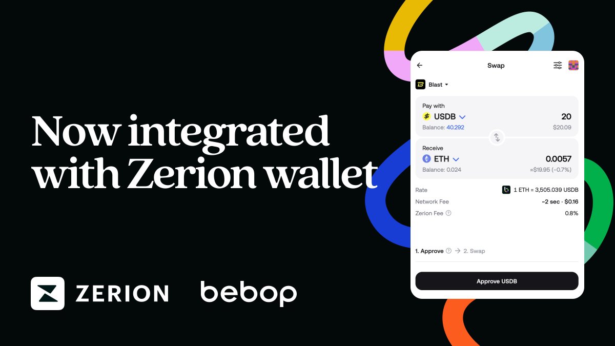 Bebop is now integrated with @zerion! 🔥 Swap directly within your Zerion wallet, powered by Bebop. 🔹 Best prices across Bebop PMM 🔹 Smooth, seamless execution 🔹 Available on all chains that Bebop supports 🔗 Trade with Bebop on Zerion now: zerion.io