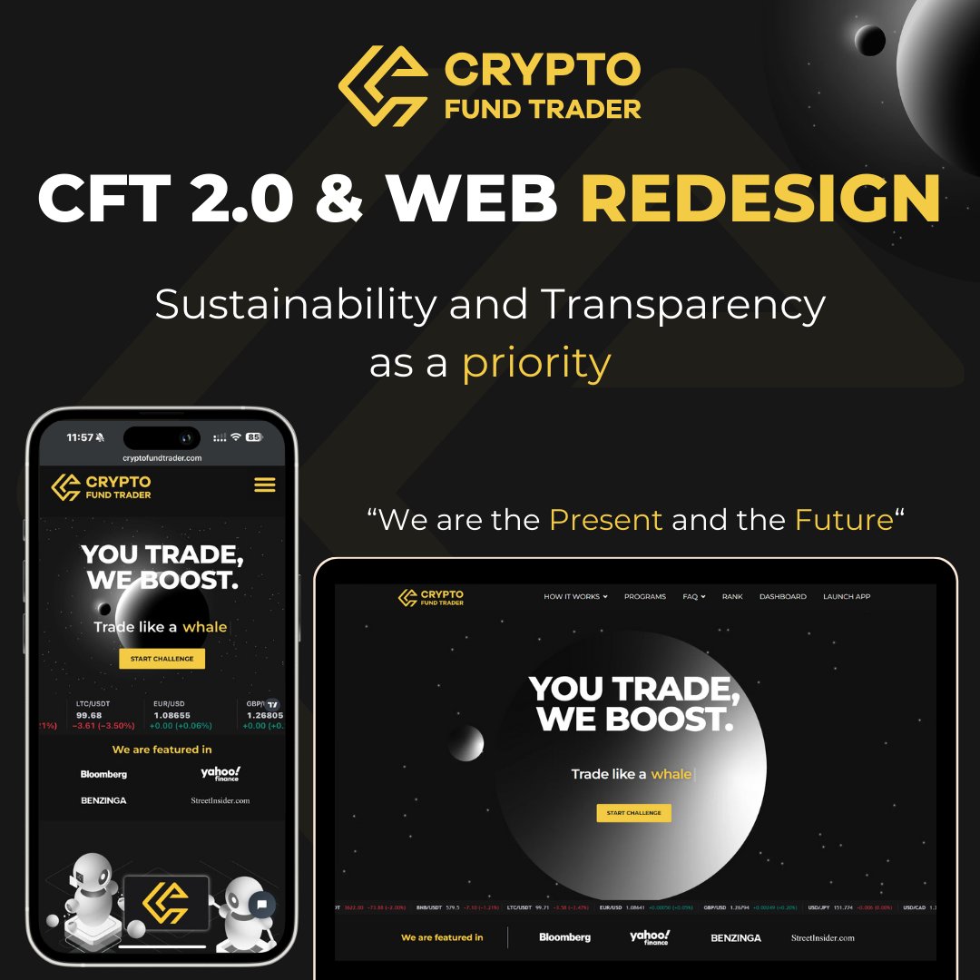CFT 2.0 & WEB REDESIGN Have you seen the new look of our website? This is just the beginning. A new era awaits at Crypto Fund Trader. 🌕