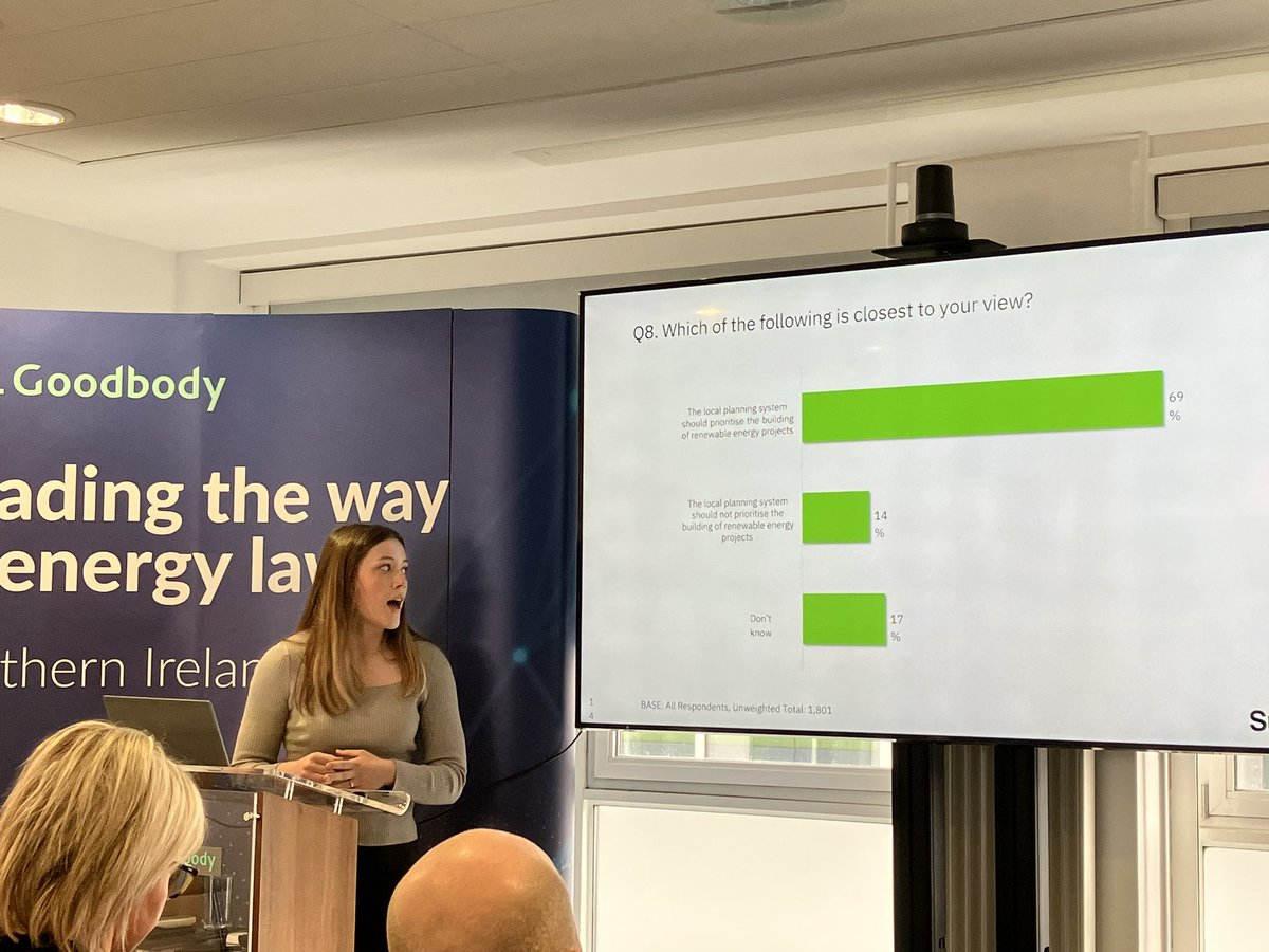 Policy Analyst @RenewableNI presents an overview of #planning polling of NI residents by council area