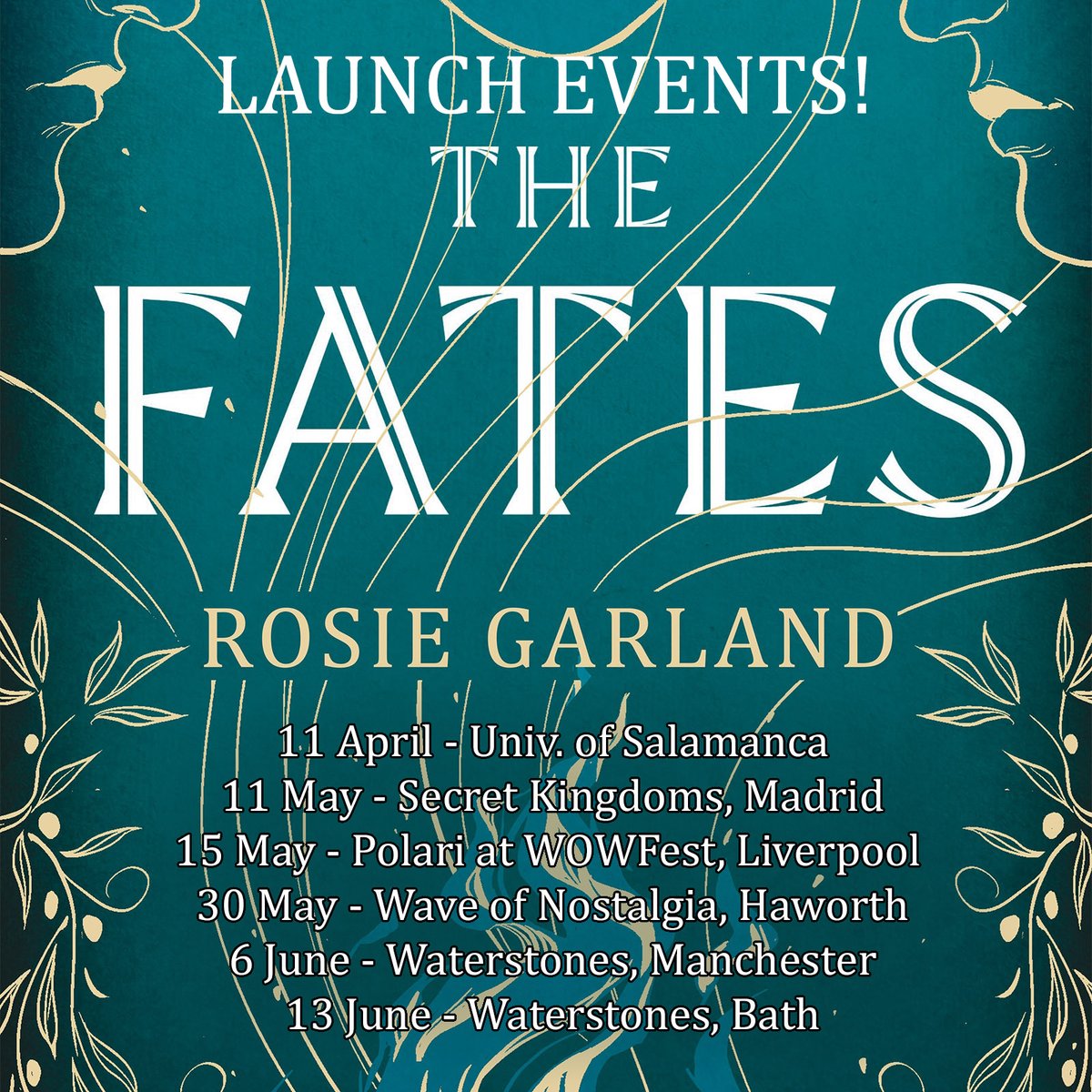 It’s publication day for The Fates! And yes – there are launch events... Looking forward to seeing you! You KNOW you want to😊 What a feeling🎶 ...plus, the Manchester / Bath events are with none other than the amazing @jennysaint! @QuercusBooks @RMLitAgency
