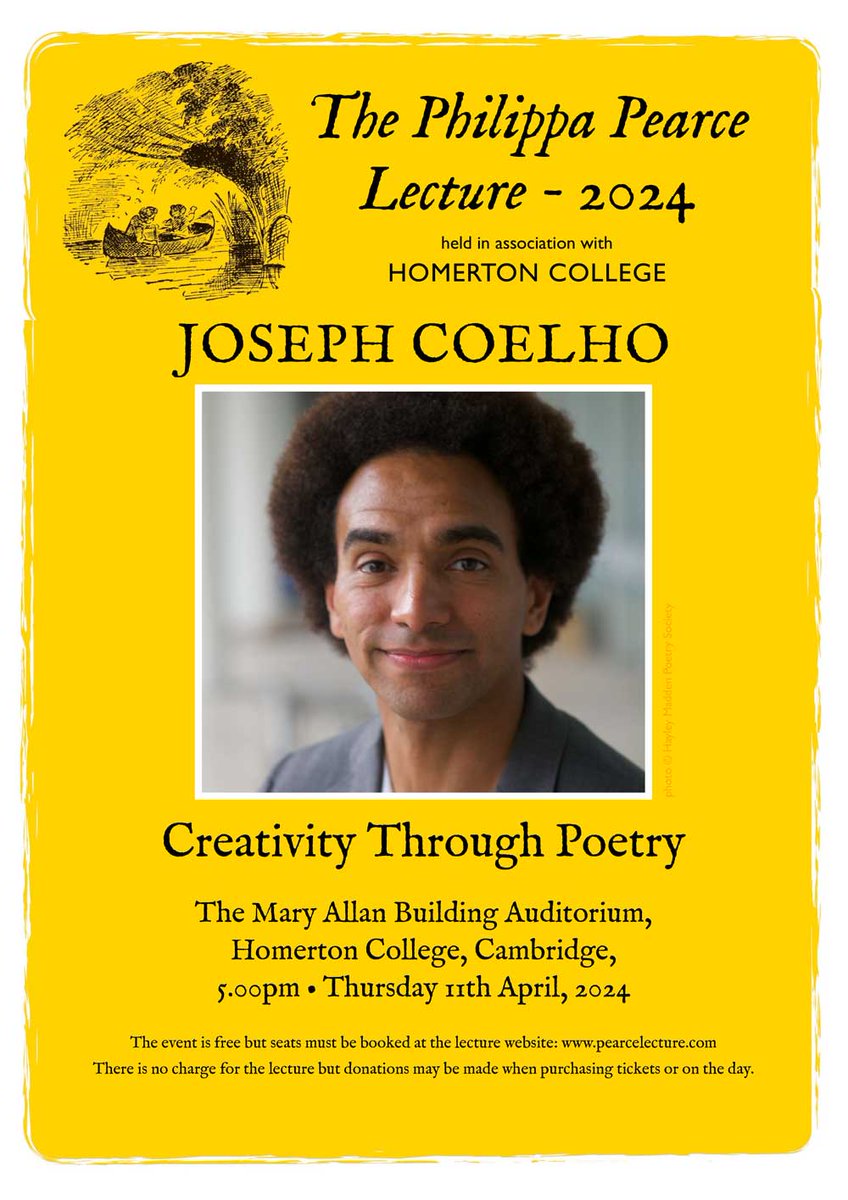 “@JosephACoelho is one of the most inspirational poets working both for and with young people today” - Dr Debbie Pullinger

Don't miss the Philippa Pearce Lecture, this Thursday, 5pm in the MAB Auditorium, Homerton College.
