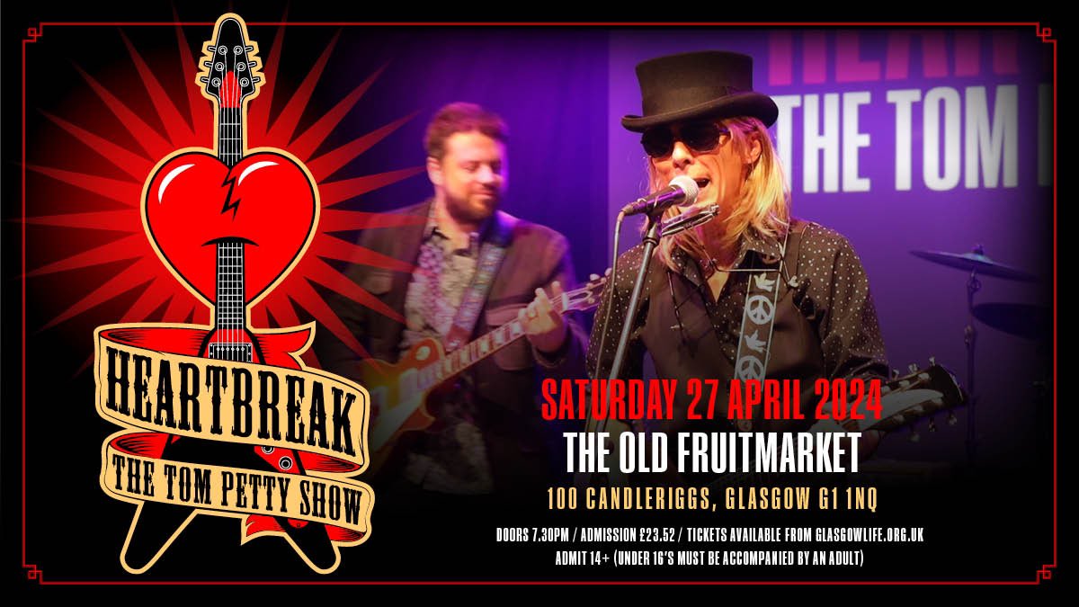 Friends in Glasgow - we are at the Old Fruitmarket 27th April glasgowlife.org.uk/event/1/heartb… #tompetty #travellingwilburys #dollyparton #heartbreakers #livemusic