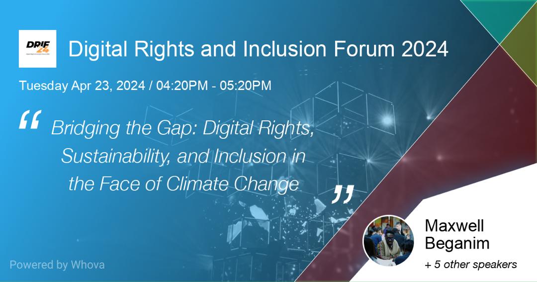 Join Open Knowledge Ghana’s Exciting session at the Digital Rights and Inclusion Forum on the topic 'Bridging the Gap: Digital Rights, Sustainability, and Inclusion in the Face of Climate Change.' #OpenKnowledgeGhana #ClimateAction #DigitalInclusion #Sustainability #DigitalRights