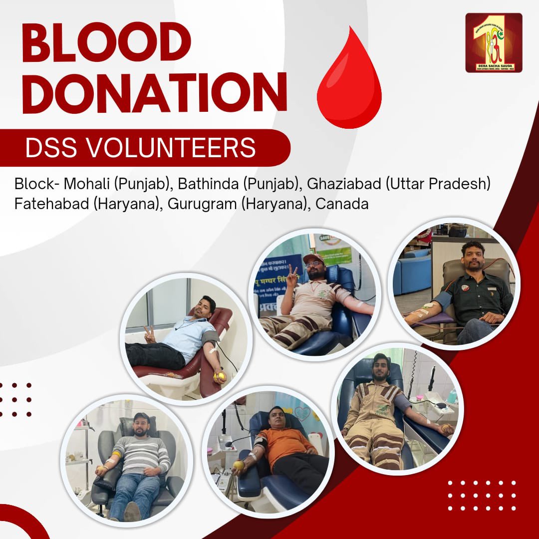 Dera Sacha Sauda volunteers are donating🩸blood, bringing hope to patients in need. Remember, a single drop can change lives. Blood banks rely on the generosity of donors! Be that ray of hope; your donation could mean someone's survival. #BloodDonation #TrueBloodPump…