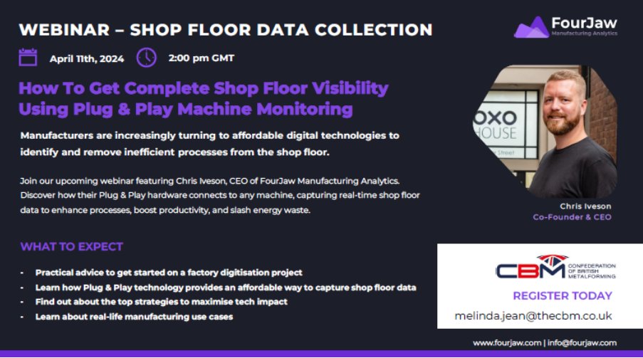 CBM (@cbm_uk) on Twitter photo Reminder - <a href="/CBM_UK/">CBM</a> TTG webinar with <a href="/FourJawMA/">FourJaw Manufacturing Analytics</a> is THIS THURSDAY AT 2PM
Register with Melinda Jean at CBM (melinda.jean@thecbm.co.uk) Reminder - <a href="/CBM_UK/">CBM</a> TTG webinar with <a href="/FourJawMA/">FourJaw Manufacturing Analytics</a> is THIS THURSDAY AT 2PM
Register with Melinda Jean at CBM (melinda.jean@thecbm.co.uk)