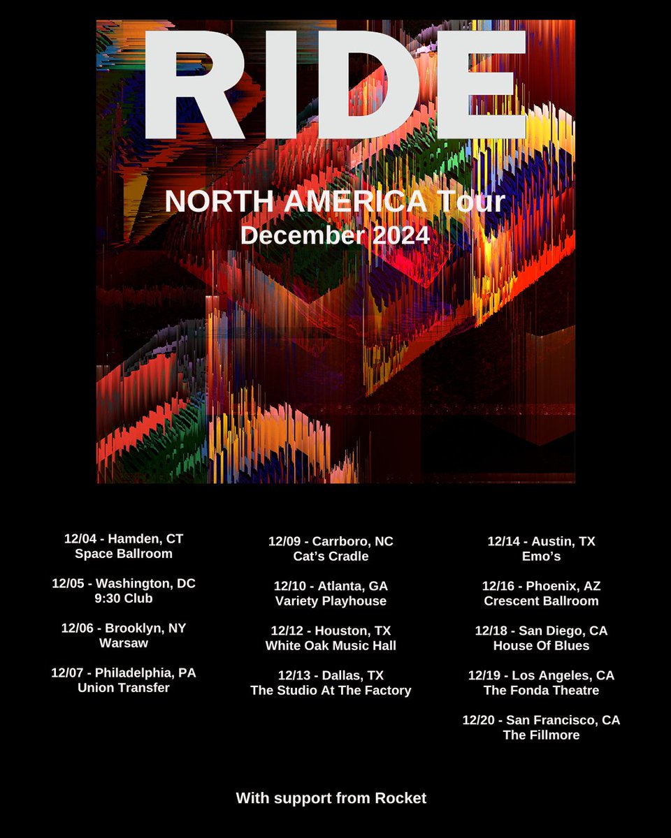 We're heading back to North America in December, with support from Rocket. Tickets go on sale this Friday, April 12 at 10am (local). We can't wait to see you ✌️