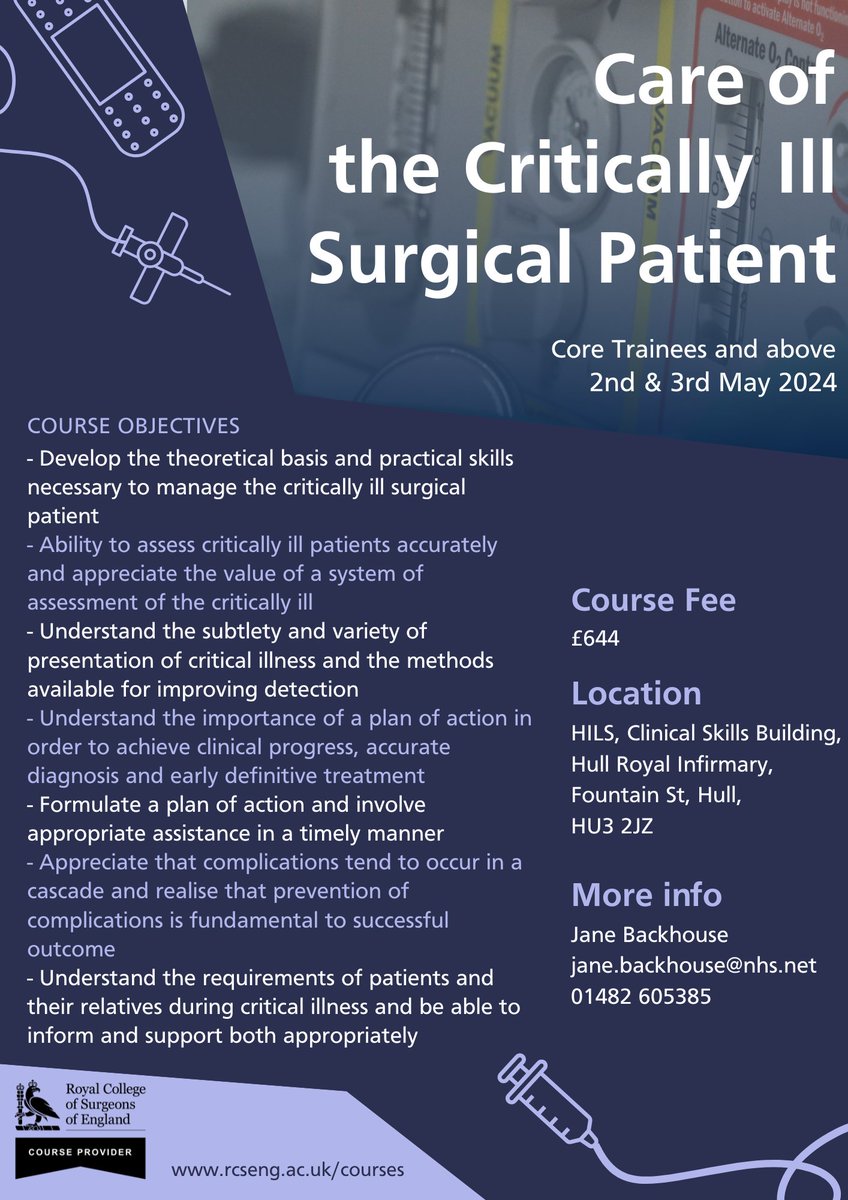 HILS (@hullsimulation) on Twitter photo We have spaces available on our Care of the Critically Ill Surgical Patient course. If you're interested in a place, please contact the course administrator at jane.backhouse@nhs.net
#nhs #simulation #hullhospitals We have spaces available on our Care of the Critically Ill Surgical Patient course. If you're interested in a place, please contact the course administrator at jane.backhouse@nhs.net
#nhs #simulation #hullhospitals