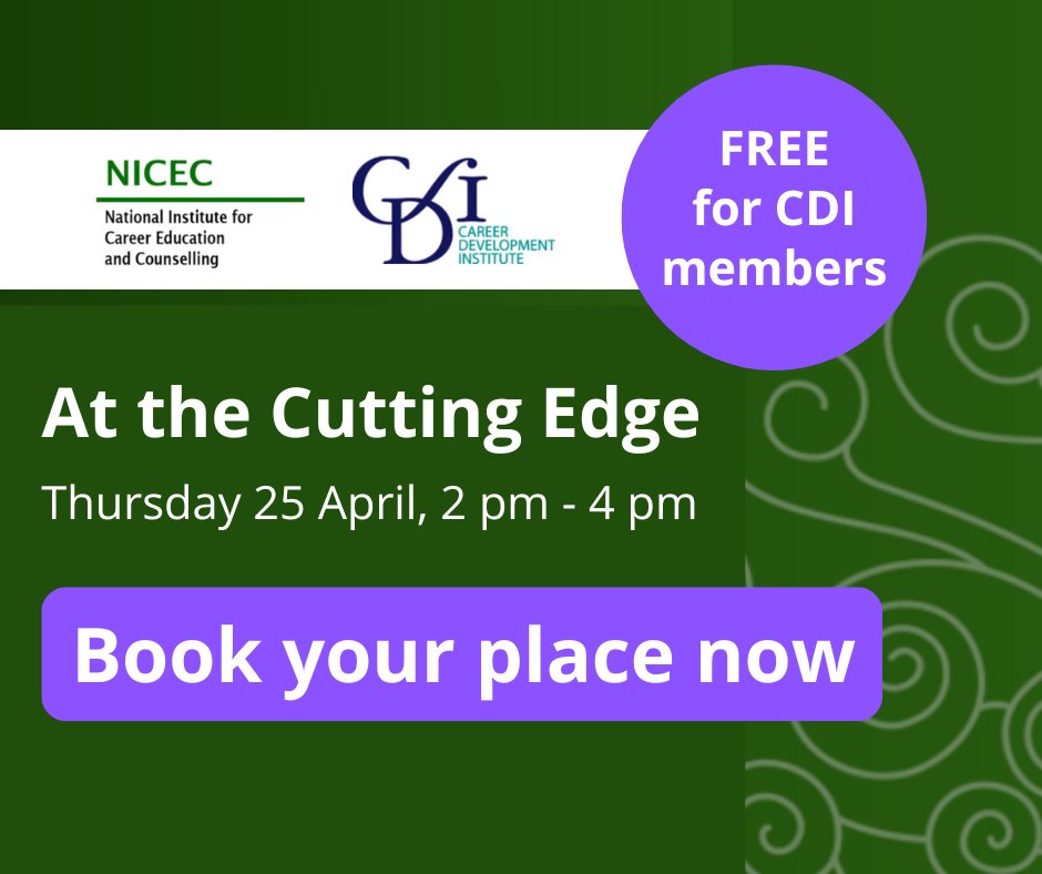 NICEC is getting ready for our annual "At The Cutting Edge" collaboration with <a href="/theCDI/">The CDI</a> 

"Reframing career practice in a hybrid world" is free to NICEC and CDI members on the 25th April 2024

nicec.org/articles/25th-…