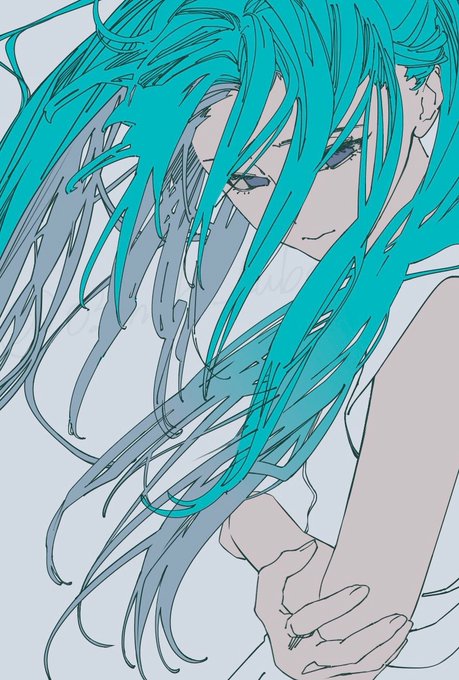 「blue hair half-closed eyes」 illustration images(Latest)