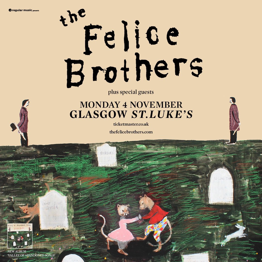 JUST ANNOUNCED/// The @felicebrothers are back at @stlukesglasgow on Monday 4 November. Tickets 🎟️ go on sale Friday 12 April at 10am