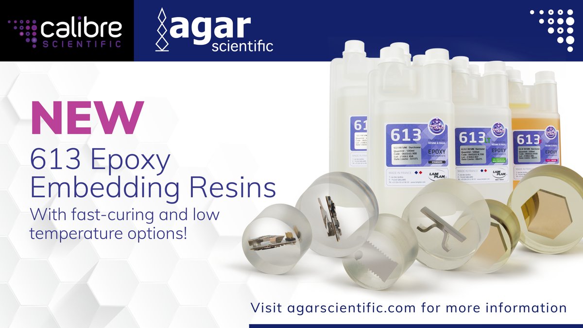 AgarScientific's tweet image. The NEW 613 Cold Mounting Resin is a bi-component, multi-purpose epoxy resin with a limited exothermic temperature of 50 °C and a curing time of 10 hours. 

Discover the rest of the range here: hubs.ly/Q02rGQ7Y0 

#metallography #microscopy