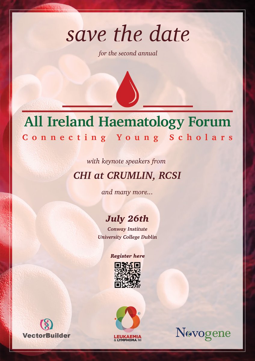 Excited to announce that @NiTriona will be one of our keynote speakers at the next Ireland Haematology Forum 2024 held at @ucddublin You can register on the QR code below #AIHF2024 #earlycareer #UCD