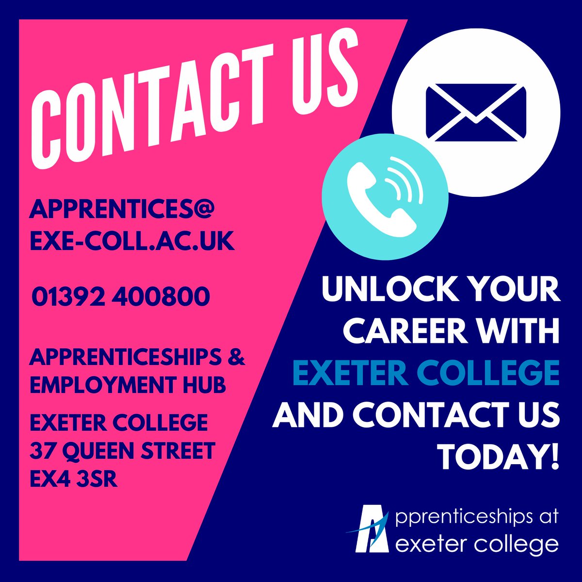 Do you have questions about apprenticeships which you would like answered? Well, why not contact our expert team in apprenticeships?! 💫😄 Contact us by phone, email or in person - we would love to help you start your career! 👍 #Apprenticeship #Apprentice #ExeterApprenticeships