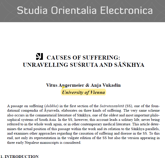 jalaukika's tweet photo. To be published soonish. My first joint paper. :-) #StudiaOrientaliaElectronica #Ayurveda #Samkhya #IndianPhilosophy @VukadinAnja #foasas #openaccess https://t.co/dcZG64n2P9