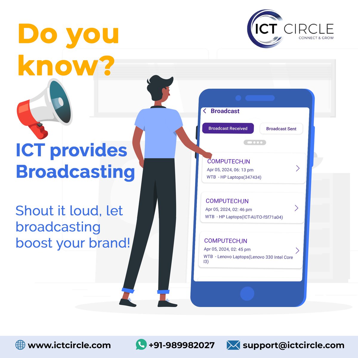 👉 Experience the magic of the broadcast feature: Watch your audience grow!📢📢
     Allows you to target specific demographics &amp; regions.
Reach a broader audience and increase your visibility today!

Visit ictcircle.com to know more.
