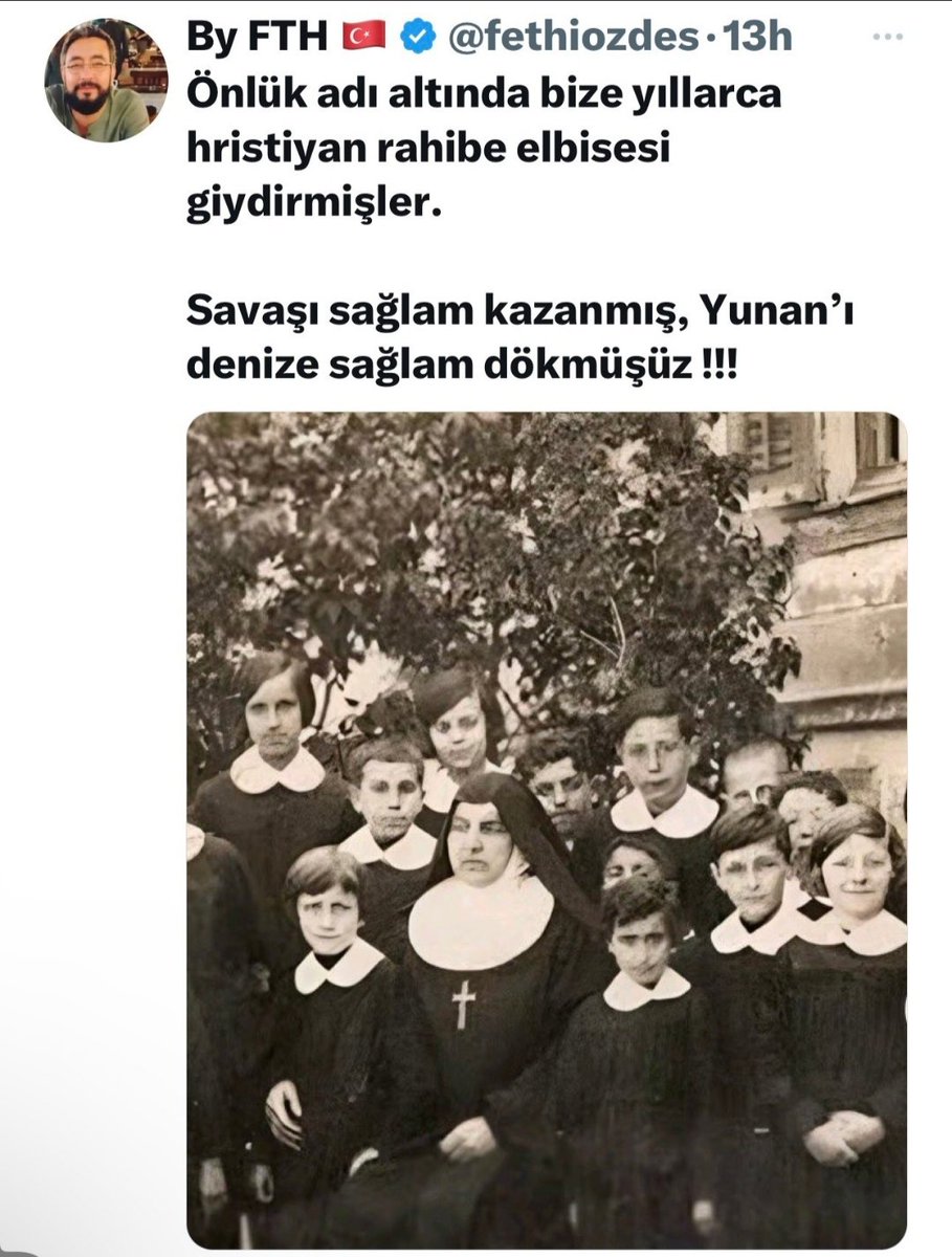 Peki bende şunu soracağım @fethiozdes Kadınlara yüzyıllarca kara çarşaf ve başörtü adı altında hristiyan rahibe kiyafeti mı giydirdiler?