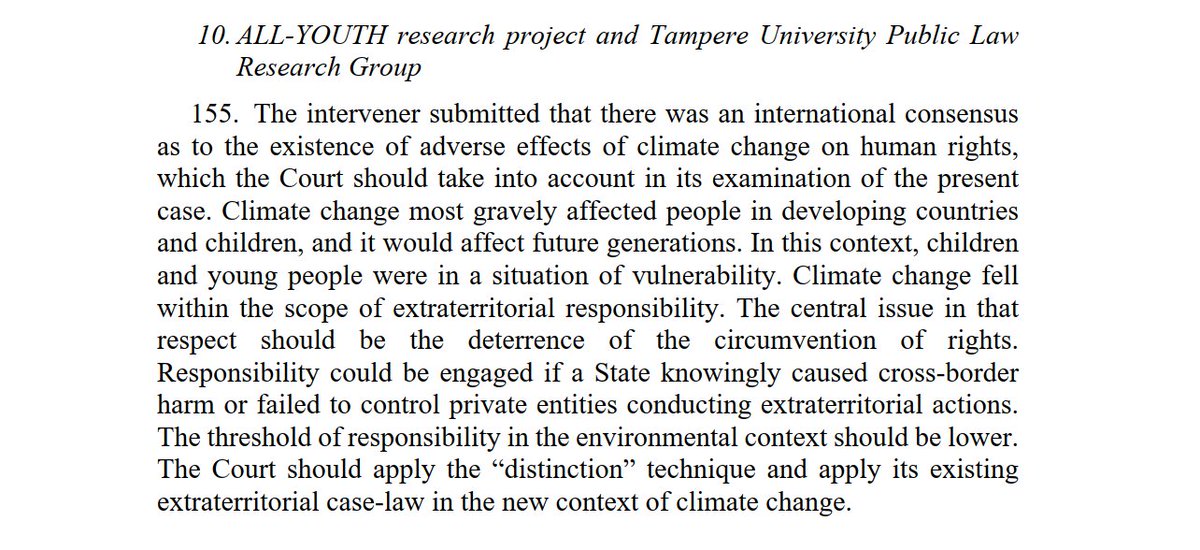 Today important day for the @ECHR_CEDH climate change litigation. Grand Chamber delivered historic ruling in Swiss case Verein KlimaSeniorinnen. @TampereUni & @AllYouthKaikki proud to be involved in Portuguese youth case as Third party intervener echr.coe.int/w/grand-chambe…