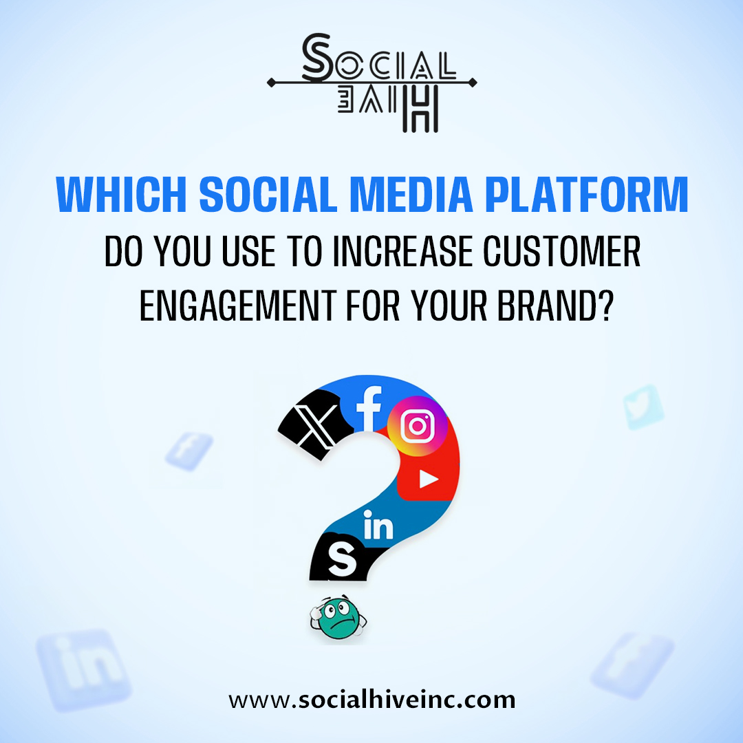 Which social media platform do you use to increase customer engagement for your brand?

#socialhive #socialhiveinc #socialmedia #socialmediamarketing #smallbusiness #socialmediatools #marketing #canada #AnalyticsJobs