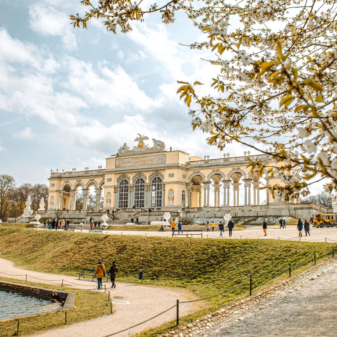 🌼 With its regal architecture and panoramic views of the #palace #gardens, the #Gloriette offers a breathtaking vantage point to soak in the enchantment of the season. Join us & admire the beauty of #spring in #Schönbrunn! 📸 by instagram.com/goerlitzthomas