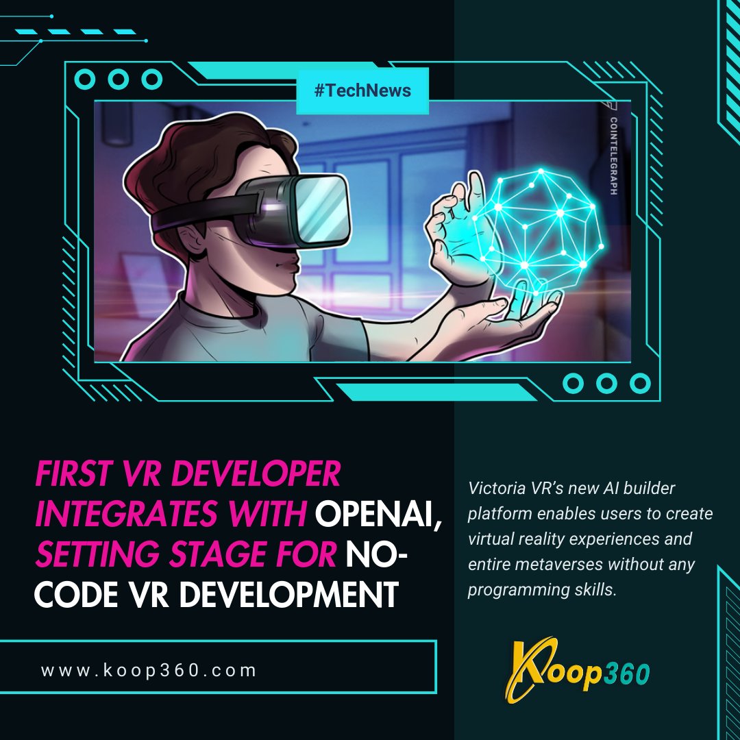 Breaking boundaries: The first VR developer integrates with OpenAI, paving the way for no-code VR development!

#VRInnovation #OpenAIPartnership #TechBreakthrough #nocodedevelopmentservices #VRDeveloper #OpenAI #technology #newsandupdates #KOOP360