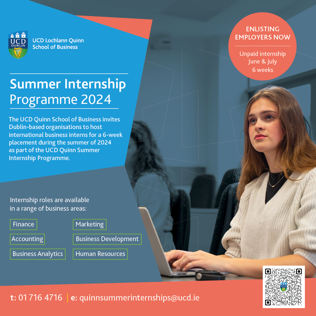 The Digital Hub (@thedigitalhub) on Twitter photo The <a href="/UCDQuinnSchool/">UCD Quinn School</a> invites Dublin based organisations to host business interns for a 6 week placement this Summer as part of the UCD Quinn Summer Internship Programme. Further info at: ucd.ie/quinn/thequinn… The <a href="/UCDQuinnSchool/">UCD Quinn School</a> invites Dublin based organisations to host business interns for a 6 week placement this Summer as part of the UCD Quinn Summer Internship Programme. Further info at: ucd.ie/quinn/thequinn…