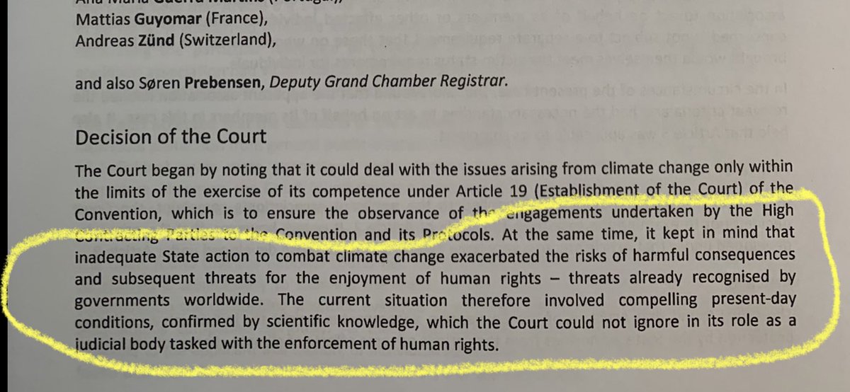 A historic judgment “Inadequate state action to combat climate change exacerbate[s] the risks of harmful consequences and subsequent threats for the enjoyment of human rights” @KlimaSeniorin #echr @gardencourtlaw @MatrixChambers @GoldsmithsLaw @JMPSimor @andrew_cutting