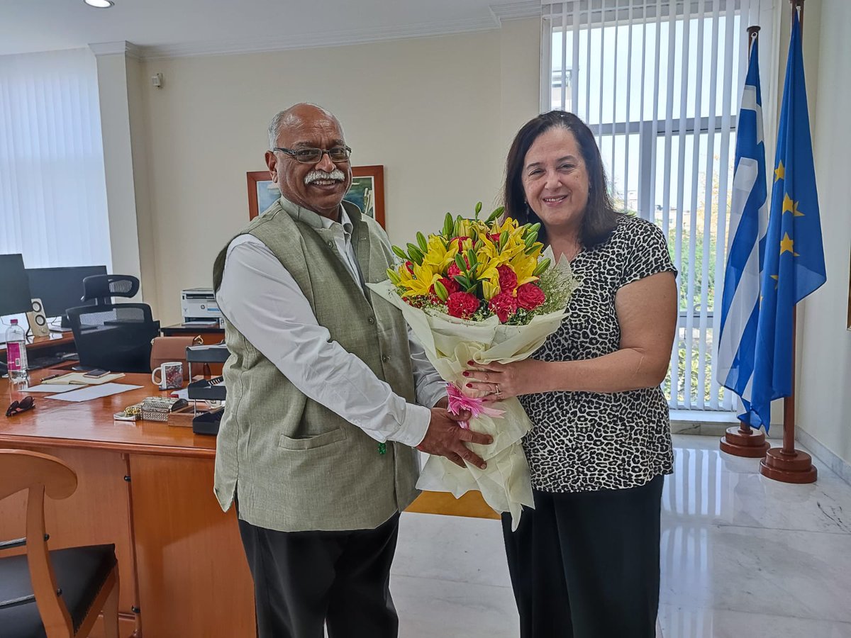 VC [I] met H.E. Ms. Aliki Koutsomitopoulou, Ambassador of Greece, and discussed academic collaboration. 🇮🇳🇬🇷 #NalandaUniversity #Diplomacy'