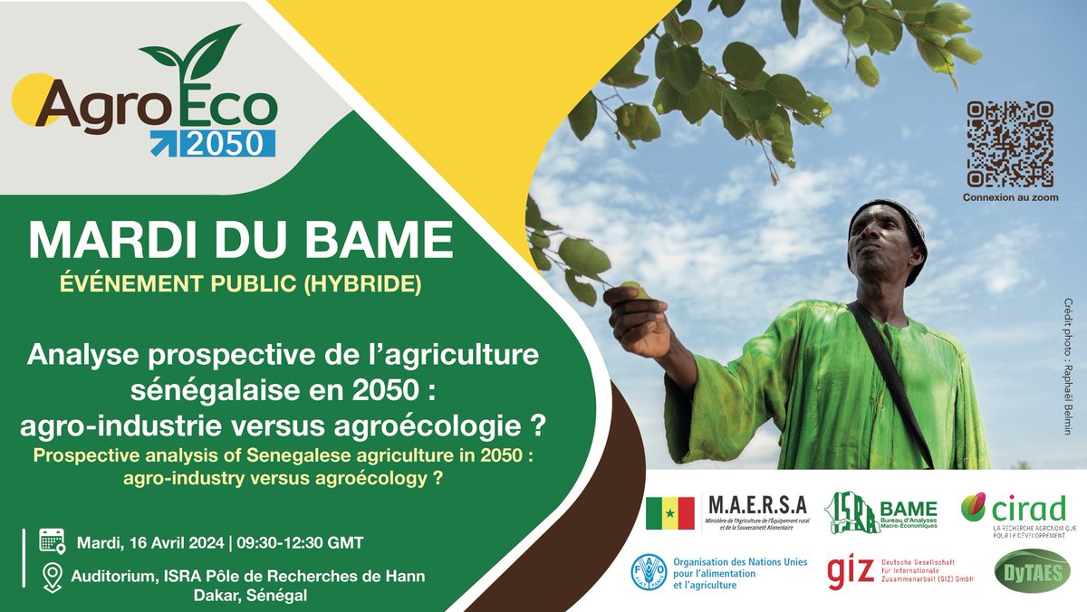 Nous vous invitons au prochain Mardi du #BAME, animation scientifique ouverte au public qui portera sur l’ 𝐀𝐧𝐚𝐥𝐲𝐬𝐞 𝐩𝐫𝐨𝐬𝐩𝐞𝐜𝐭𝐢𝐯𝐞 𝐝𝐞 𝐥’𝐚𝐠𝐫𝐢𝐜𝐮𝐥𝐭𝐮𝐫𝐞 𝐬𝐞́𝐧𝐞́𝐠𝐚𝐥𝐚𝐢𝐬𝐞 𝐞𝐧 𝟐𝟎𝟓𝟎 : 𝐚𝐠𝐫𝐨-𝐢𝐧𝐝𝐮𝐬𝐭𝐫𝐢𝐞 𝐯s 𝐚𝐠𝐫𝐨𝐞́𝐜𝐨𝐥𝐨𝐠𝐢𝐞