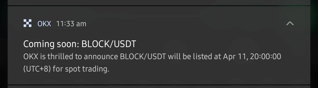 $BLOCK to be listed on @okx Anon did you fade