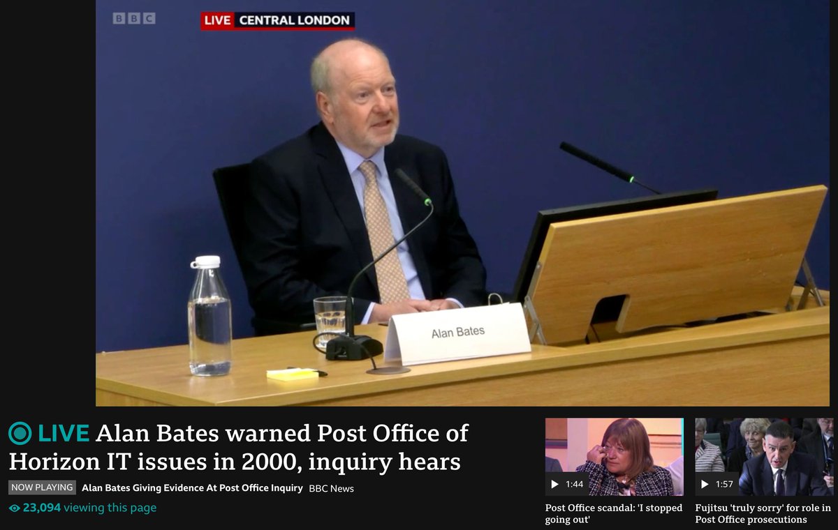 Just watching part of #AlanBates' appearance at the Horizon inquiry - an absolute exemplar of calm, humane evidence-giving. A class act. buff.ly/3U9sedP