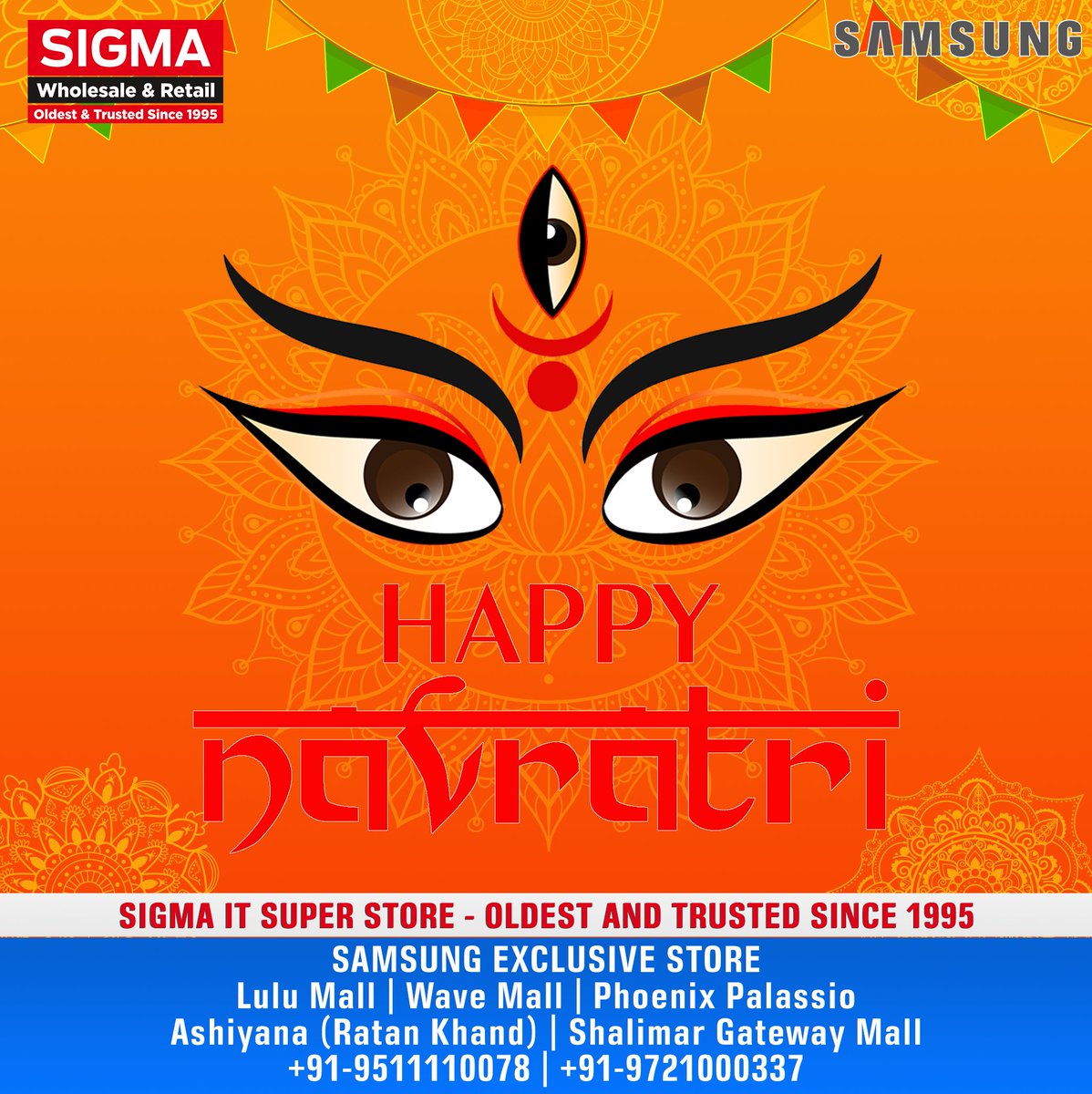 May Durga Ma on this Navratri bless you and your family with immense joy, prosperity, and strength. #Samsung

Happy Navratri! Jai Mata Di! 🙏🎉

#HappyNavratri #Navratri #Navratri2024
#SigmaITSuperStore