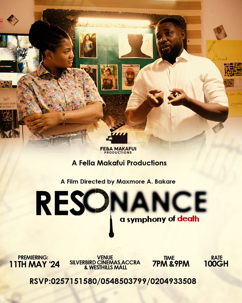 Stranded in no man’s land. With Isolation as my company. Life, a dish so bland, Death; a song full of symphony. “RESONANCE” - A symphony of death. PREMIERES AT THE SILVER BIRD CINEMAS; 11TH MAY 2024 - 7PM and 9PM. ACCRA AND WEST HILLS MALL. #resonance #resonance2024…
