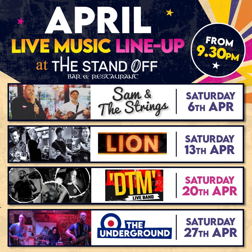 We have the awesome LION band on this Saturday at The Stand Off. Also check out the amazing lineup of bands we have coming up in April! #welovelivemusic