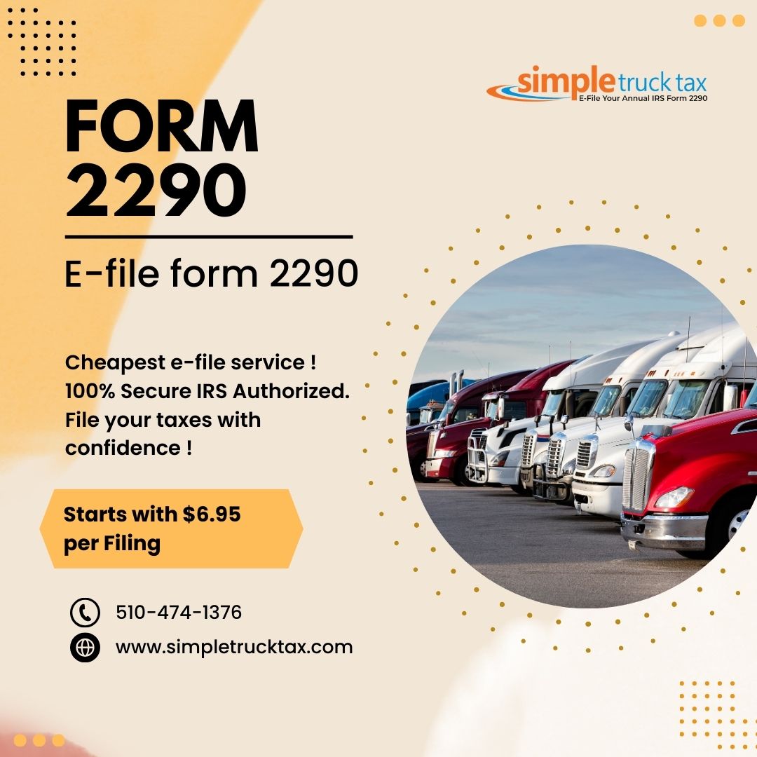 Cheapest E-file Service Provider with 100% secure and Authorized!!
simpletrucktax.com
#Form2290 #HeavyHighwayTax #IRs #HighwayMaintenance #TruckingTax
#TaxCompliance #VehicleTax #TaxFiling #OwnerOperators #TaxSeason #RoadInfrastructure #TaxRegulations #FilingDeadline #Efile