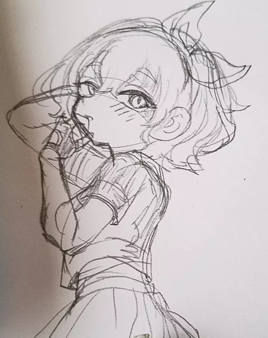 #このタグを見た人はラフ画とその完成絵を見せる
今回は紙に書いた落書きを完成させてみた 