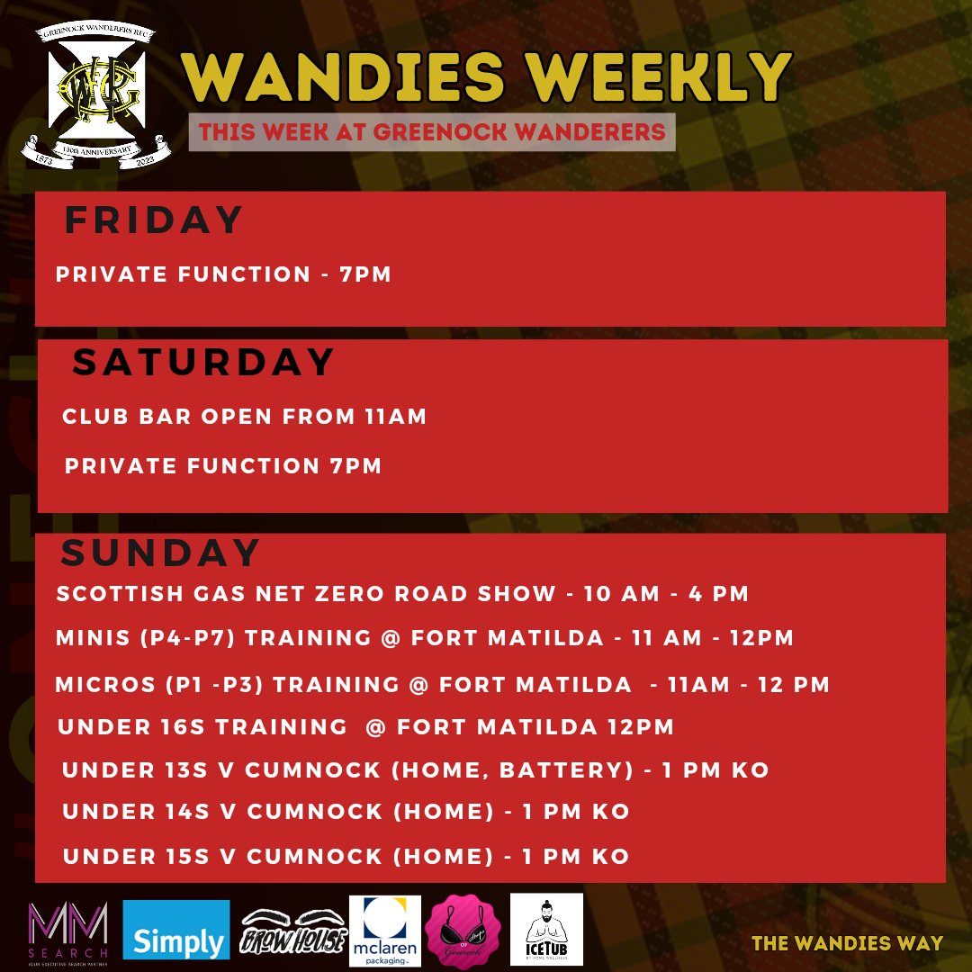 📰Wandies Weekly 📰 Keeping you all in the know with what is happening at the club this week. 🔴🟡⚫️ #TheWandiesWay
