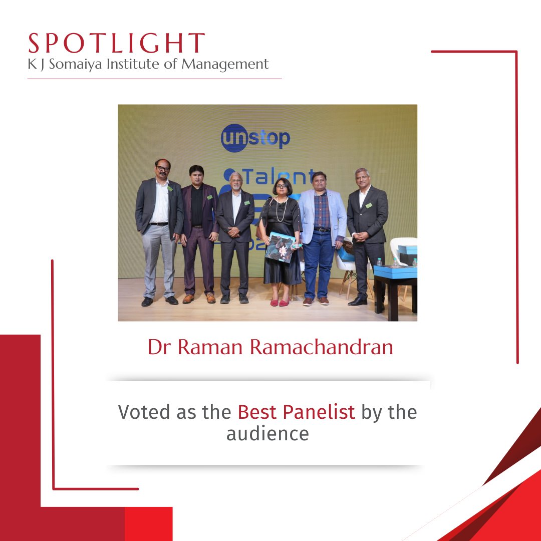 Dr Raman Ramachandran, Director, K J Somaiya Institute of Management, was on a panel at Unstop Talent Meet 2024 (@Unstop_World) to discuss 'From Resumes to Hiring Right. How to Discover the Right Talent' along with the following panelists: - Varadharaju Janardhanan, Vice…