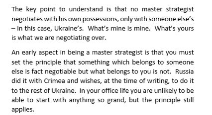 Everyone says Ukraine should negotiate. So learn how to negotiate like Master Strategist from newest book “Darth Putin Guide to Master Strategy” Plus, Prez is running promotion to donate 1£€$/book to @lana_s2022’s fund raise. See 🧵 for details a.co/d/4nMg59m