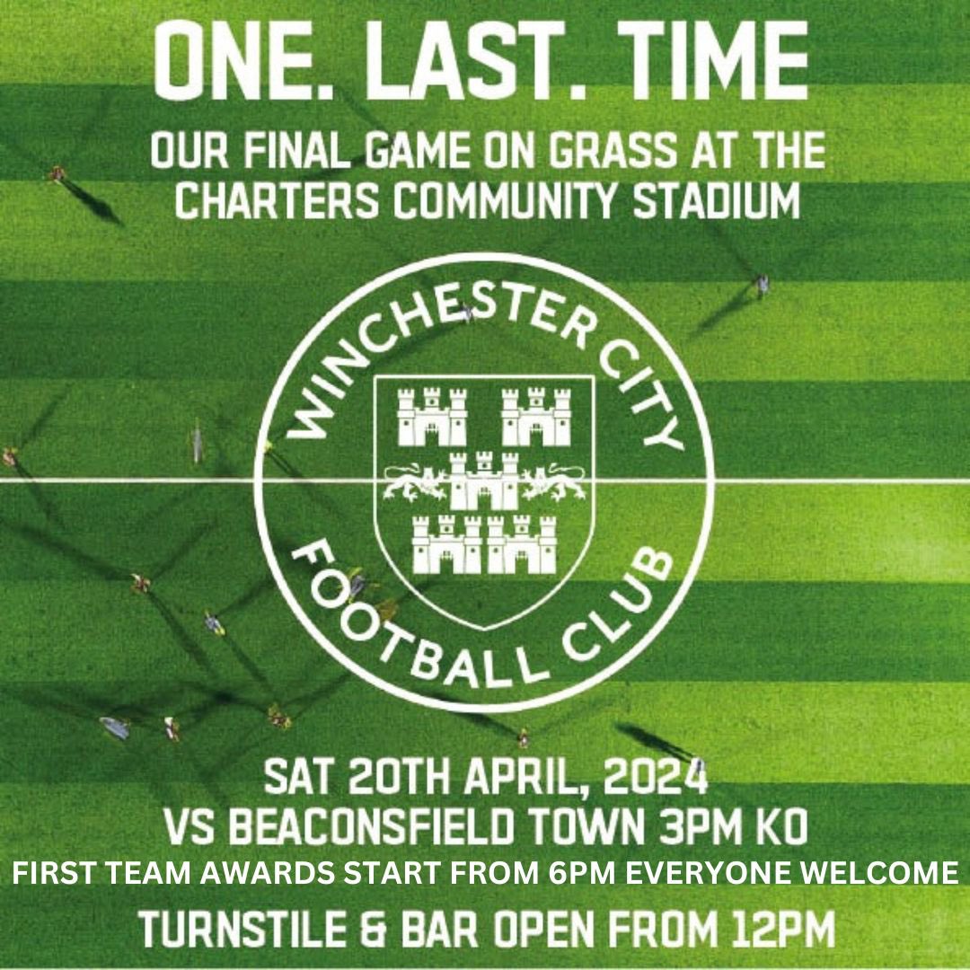 Our Final Game on Grass at The Charters Community Stadium on Sat 20th April. Turnstile and Bar open from 12. Our First Team awards will be in the bar from 6PM. Register your interest if you’re a former player, staff member or volunteer forms.gle/zZT3a4Cva5pRtJ…