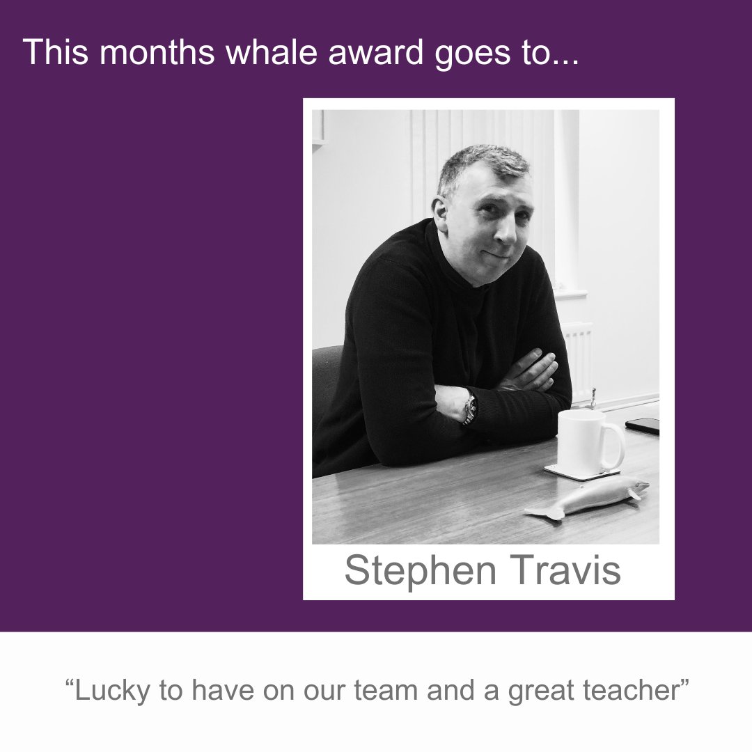 🏆🐋 This month's Whale Award recipient is Stephen Travis for his remarkable dedication to sharing his expertise and knowledge and enriching our team's collaborative spirit. 'Whale Done'! 👏 Keep inspiring us all! #Recognition #WhaleAward #RIBA #architects #technologists #team
