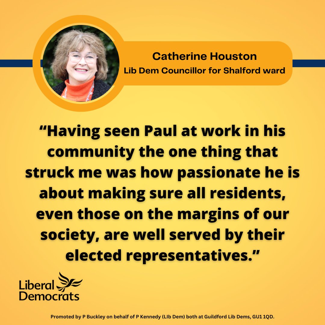 Councillor Catherine Houston is supporting @PaulKenLD to be Surrey's next Police and Crime Commissioner because she knows him and sees how he fights tirelessly for everyone in our communities, even those whom others may ignore.