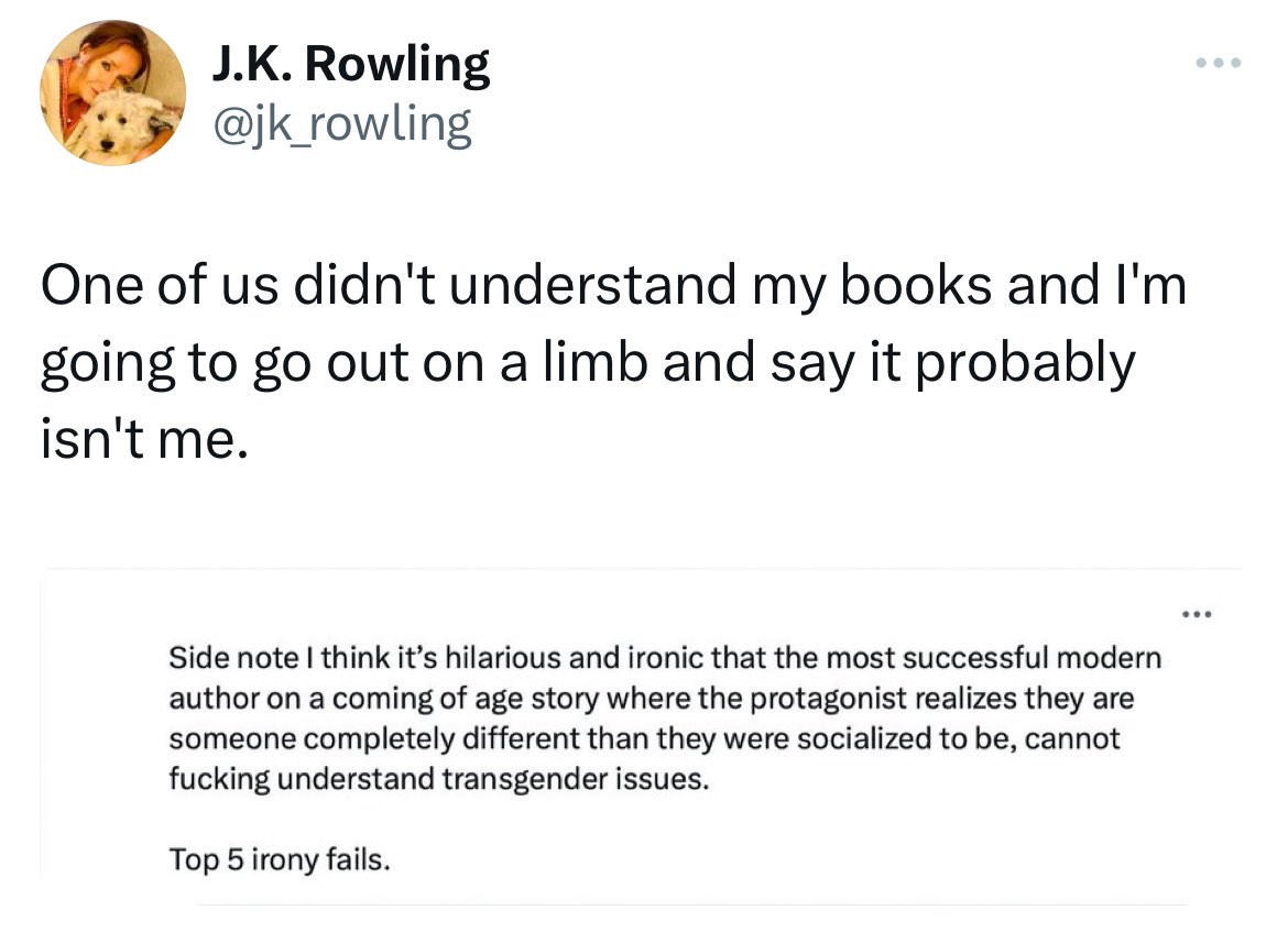 Wait is she arguing the message of her book is you can never escape who you're born as and where the system places you? How painfully British