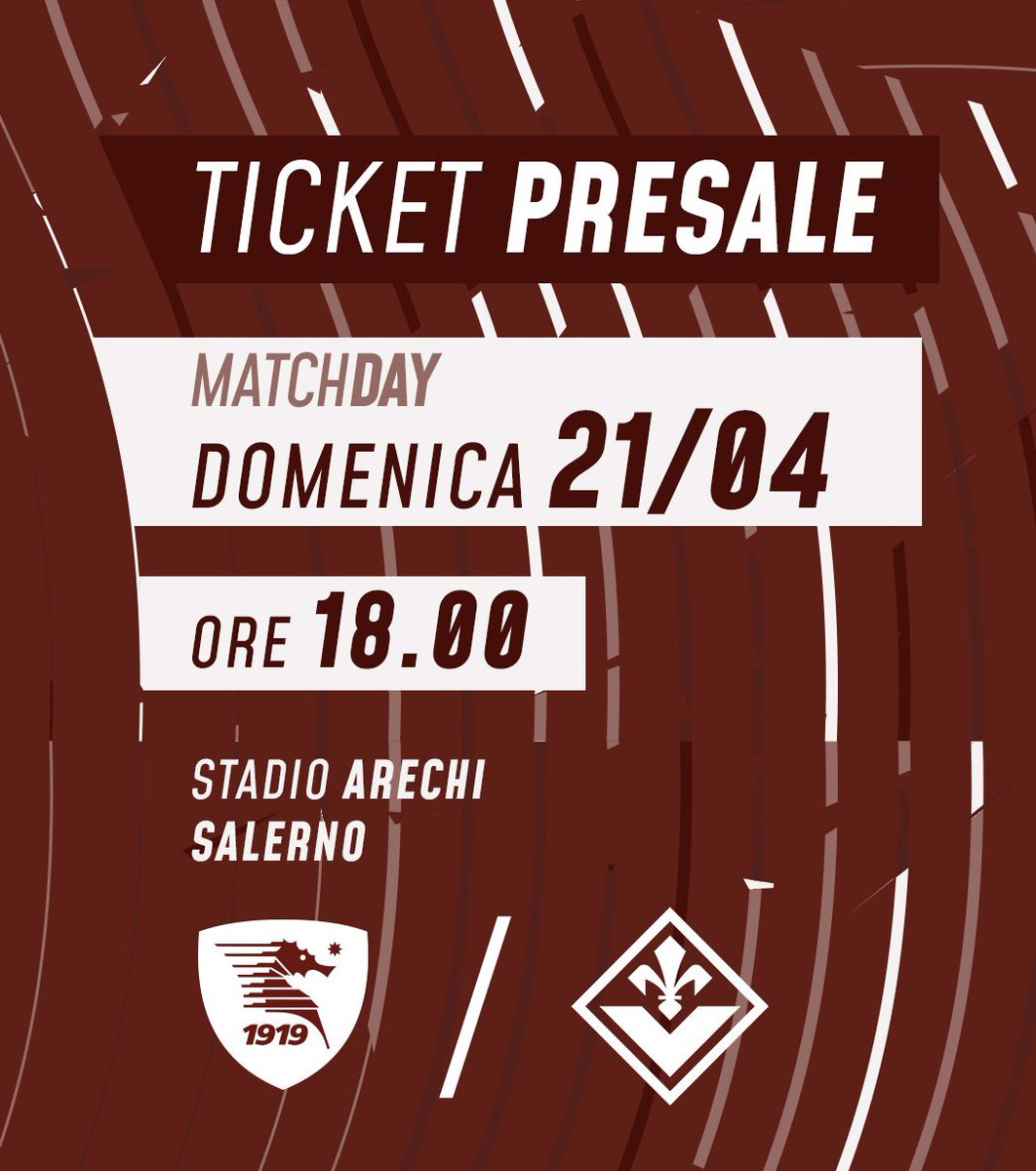 🏟️ Al via giovedì 11 aprile la prevendita dei biglietti per la gara Salernitana - Fiorentina, in programma domenica 21 aprile alle ore 18:00. 🎟️ Info e prezzi 👉 shorturl.at/hmsMN #SalernitanaFiorentina #macteanimo #forzagranata #salernitana #uss1919