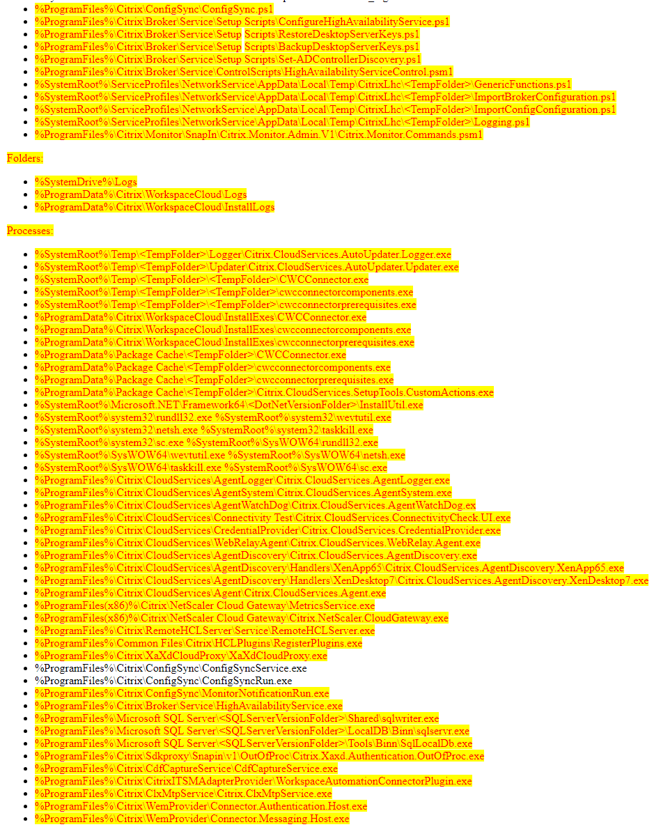 Citrix Cloud Connector antivirus exclusions updated with script paths and process names community.citrix.com/tech-zone/buil…