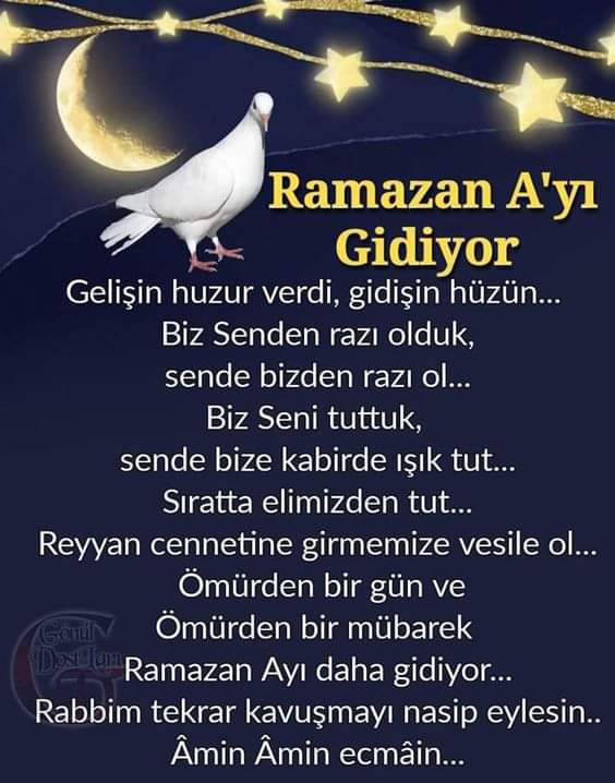 güle güle ... Ey Şehri Ramazan 🌹 Biz senden memnun olduk sende memnun olmuşsundur inşallah 🤲 Rabbım tekrarını nasip etsin inşallah 🤲🌹💕