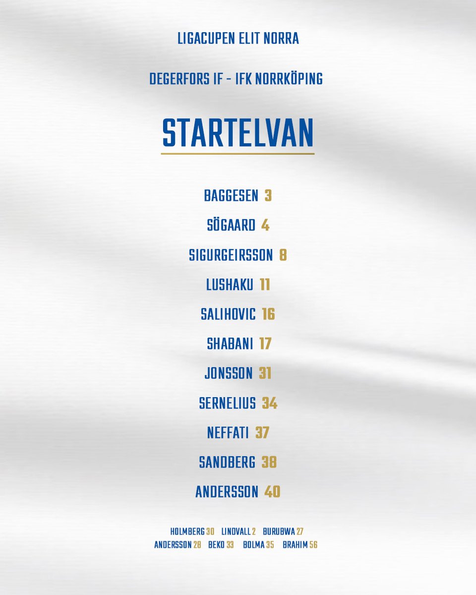 Startelvan i Ligacupen ⭐️ Se matchen på Fotboll Play 👇 fotbollplay.se/livestream/ab8… ⚪️🔵#ifknorrköping