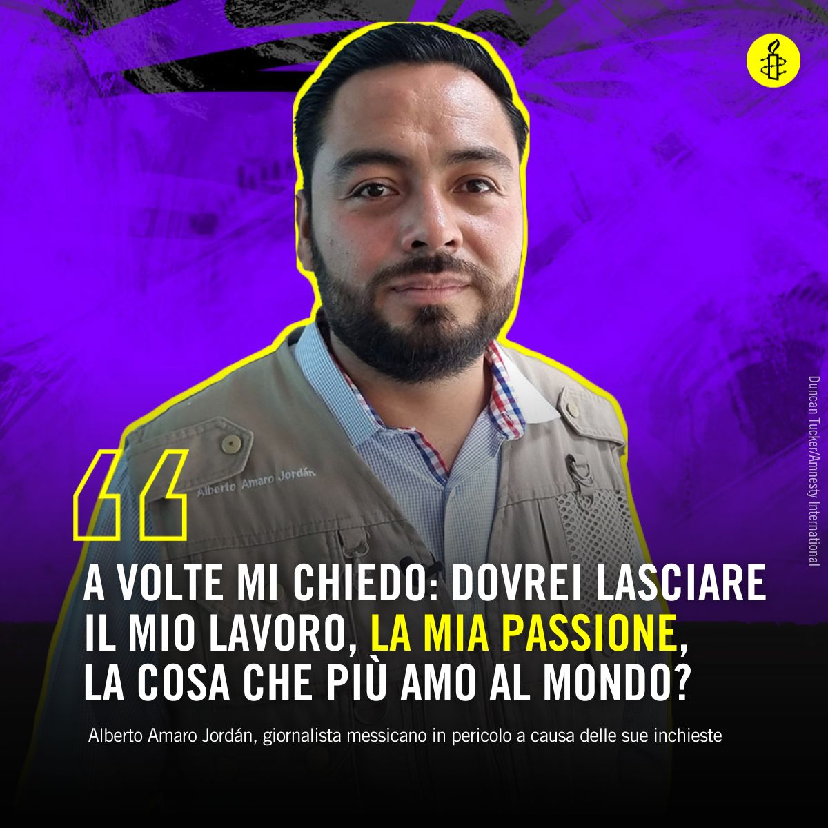 Alberto Amaro Jordán fa un mestiere molto pericoloso: il giornalista in #Messico. Ha ricevuto attacchi e minacce da gruppi criminali e forze di polizia. Stai al fianco di chi denuncia, partecipa alla maratona di firme “30 giorni per la libertà di stampa” bit.ly/3vJtcUM