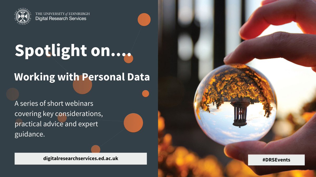 Last but not least in our #personaldatawebinar series: Tips for supervising student projects involving personal data. Hear from @JulianeKloess @EdinUniHealth who has some wisdom to share for fellow supervisors. Tuesday 17th April 12:00-12:30: digitalresearchservices.ed.ac.uk/training/spotl…