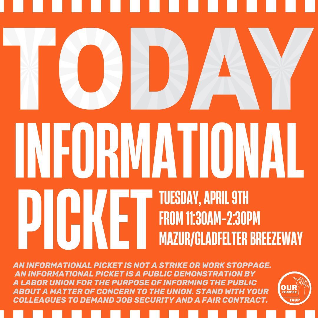 See you on at the Informational Picket, today, April 9th from 11:30-2:30pm! All TAUP members should plan to attend when they're able today: before or after class, during a break, on lunch--you name it! Pledge to participate at: buff.ly/3IOJHCb #union #faircontract