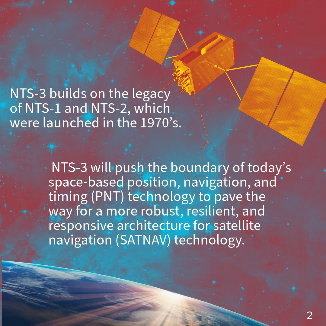 AFResearchLab's tweet photo. Try not to get lost as your GPS 🛰️ updates with the next AFRL Technology going to #Space Sympossium called NTS-3, a part of the Air Force's vanguard program, NTS-3 is an experimental satellite looking to solve potential threats to GPS.

#AFResearchlab |#AFVanguard | #39Space https://t.co/td2XH1PwjD